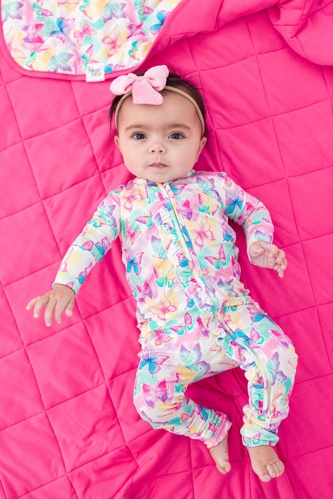 Birdie Bean Ruffle Convertible Romper: Dahlia