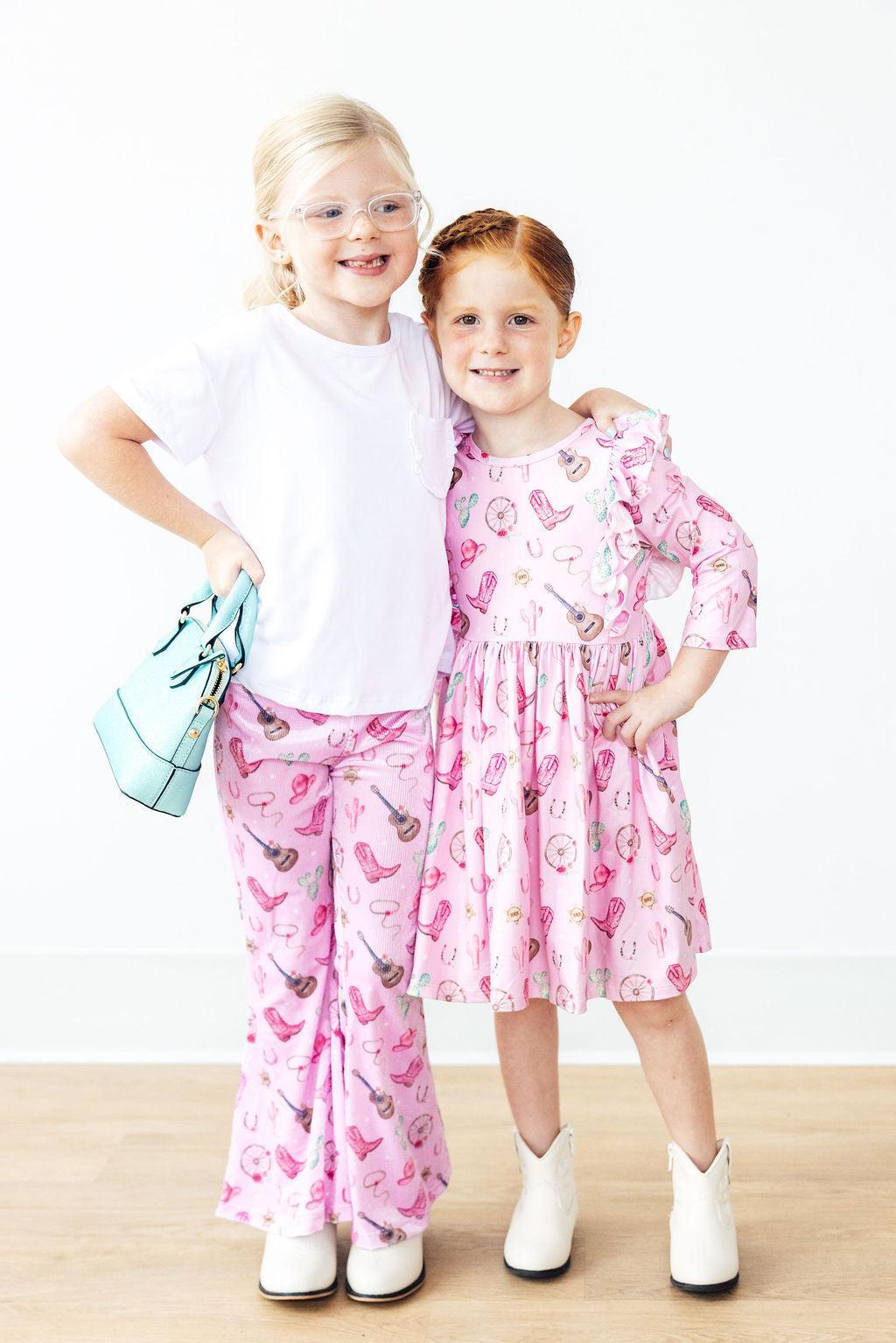 Boot Scootin' 3/4 Sleeve Ruffle Twirl Dress