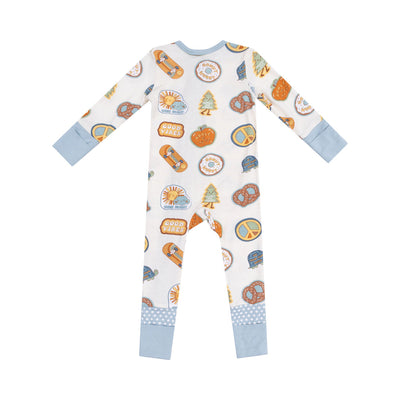 Angel Dear 2 Way Zipper Romper: Blue Groovy Vibes Stickers