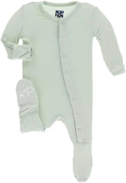 Kickee Pants Footie With Snaps: Solid Aloe