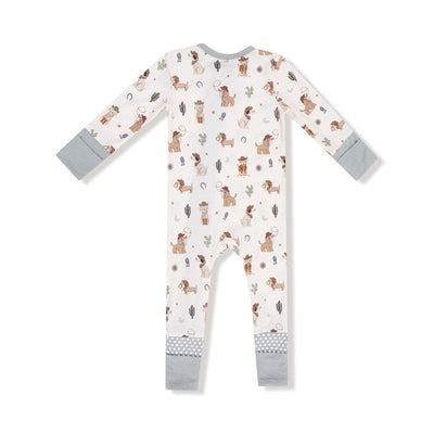 Angel Dear 2 Way Zipper Romper: Cowboy Dogs