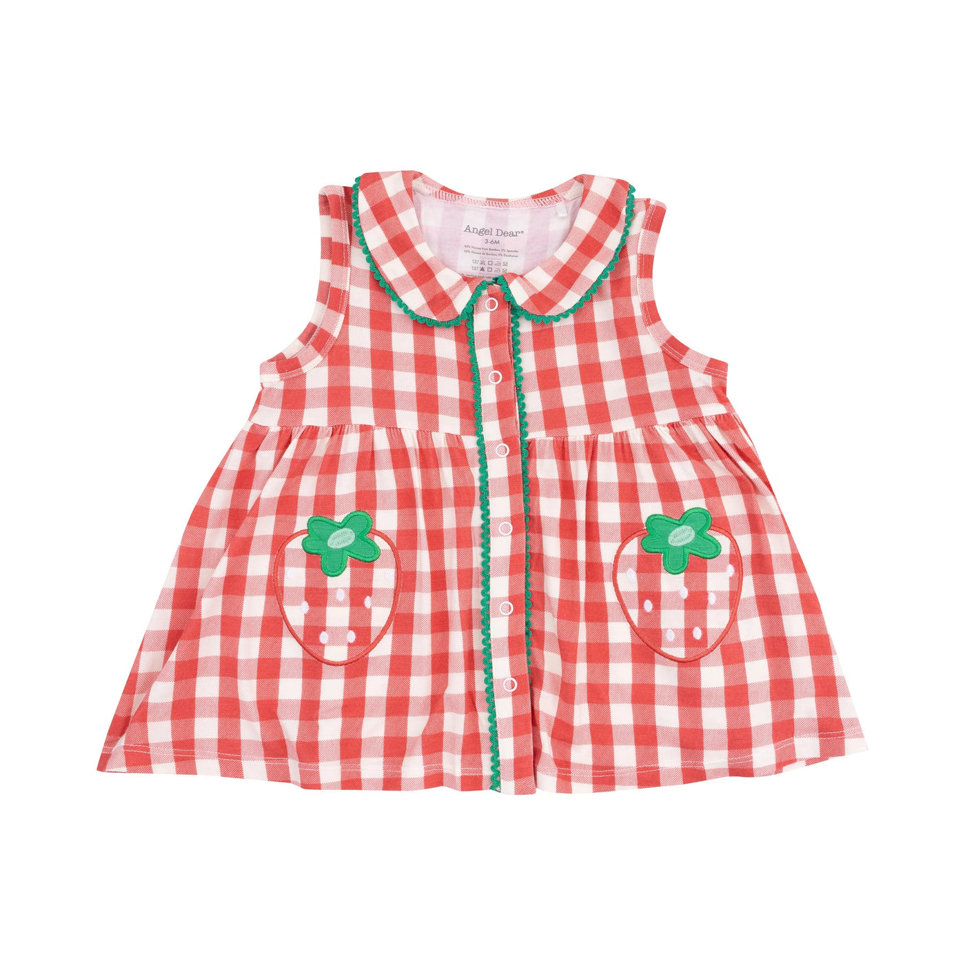Angel Dear Button Front Dress: Strawberry Gingham