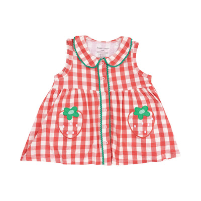 Angel Dear Button Front Dress: Strawberry Gingham