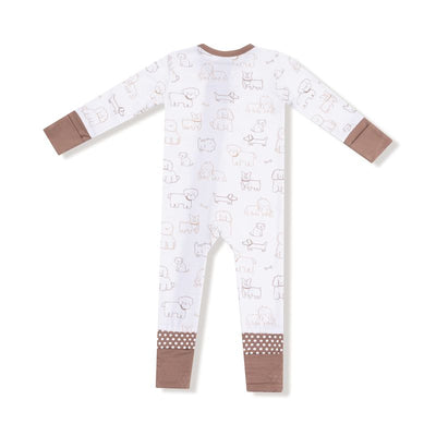 Angel Dear 2 Way Zipper Romper: Neutral Pups