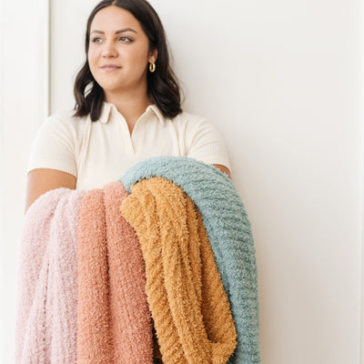Saranoni Ribbed Bamboni Mini Blanket: Ginger