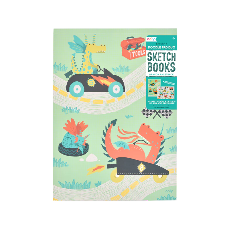 OOLY Doodle Pad Duo Sketchbook - Set of 2: Dragon Race Tracks