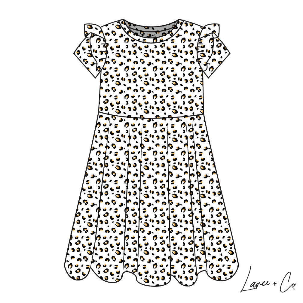 Laree + Co: Allie Leopard Bamboo Ruffle Spin Dress