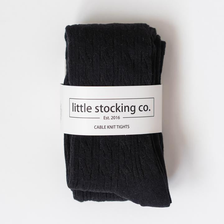 Little Stocking Co. Cable Knit Tights: Black