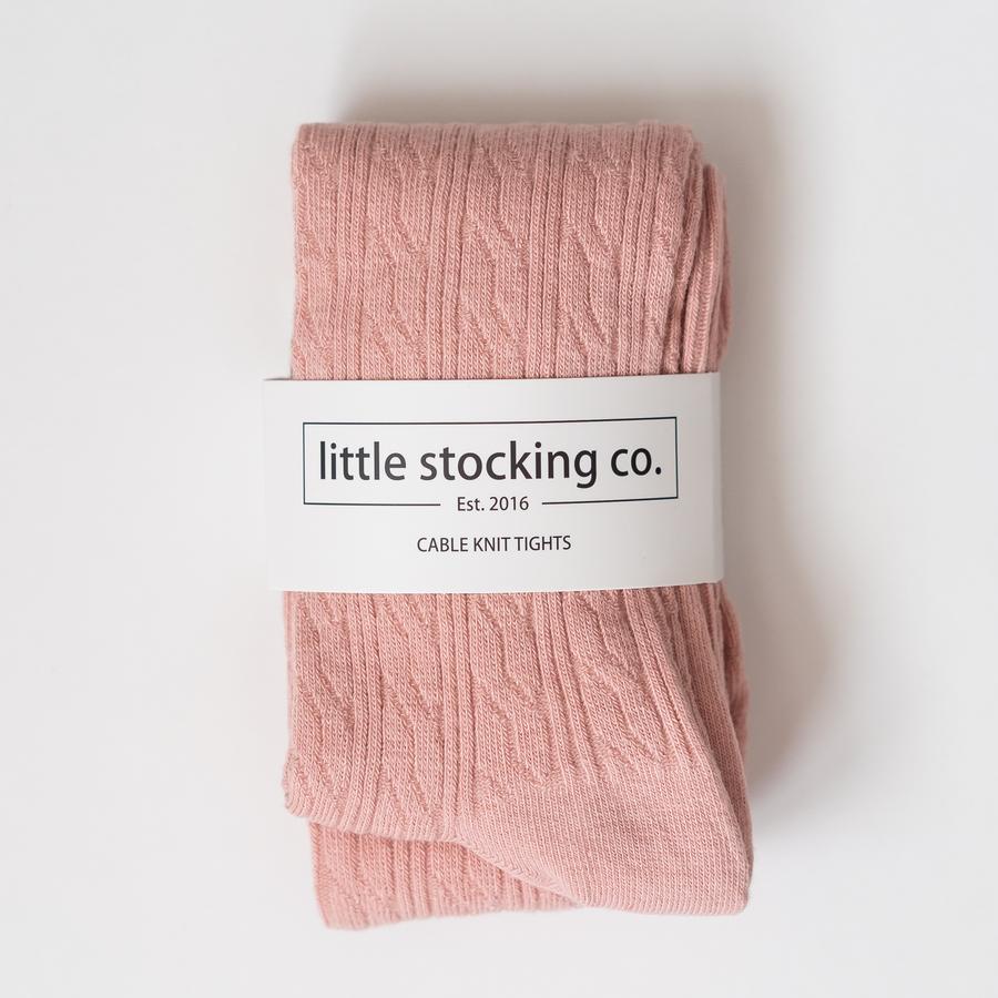 Little Stocking Co. Cable Knit Tights: Blush