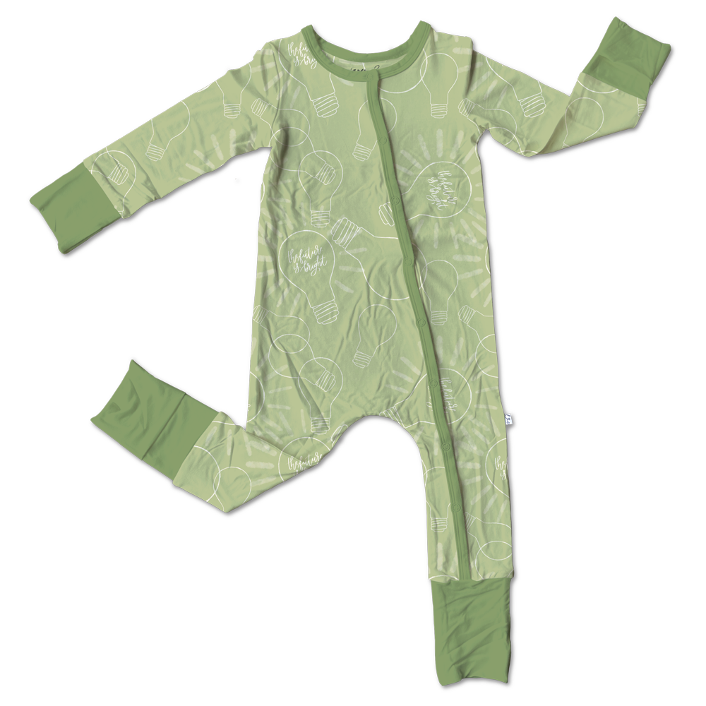 Laree + Co: Dylan Green Bamboo Convertible Snap Footie