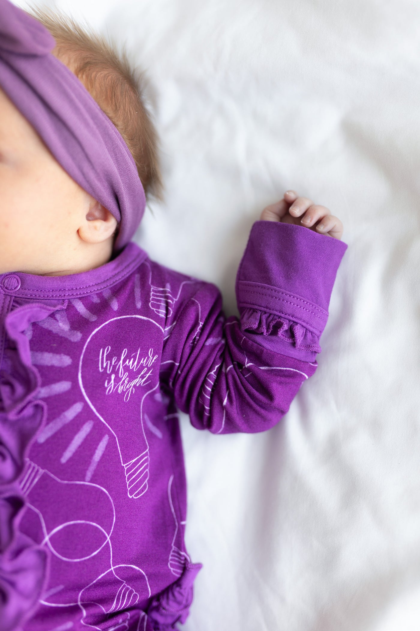 Laree + Co: Dylan Purple Bamboo Ruffle Convertible Snap Footie
