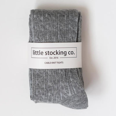 Little Stocking Co. Cable Knit Tights: Gray