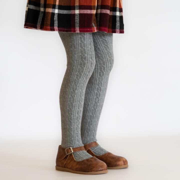 Little Stocking Co. Cable Knit Tights: Gray