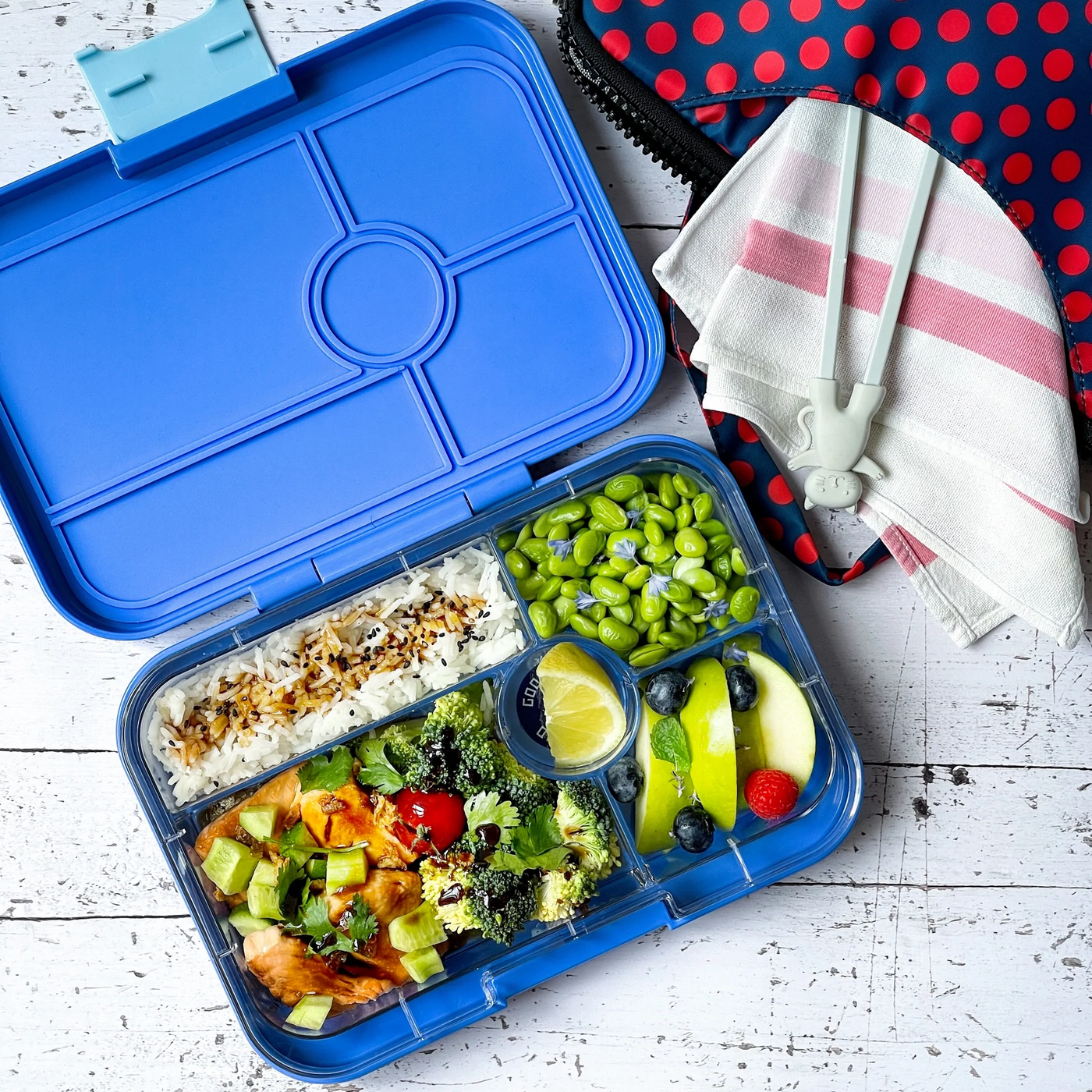 YumBox Tapas 5-Compartment Tray: True Blue (Space Tray)