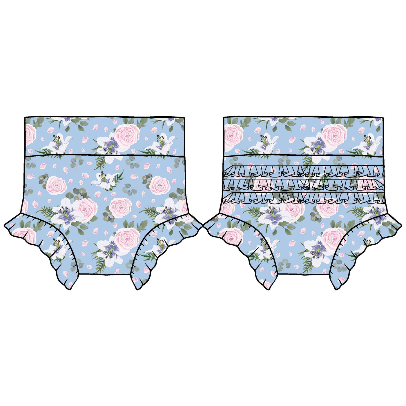 Laree + Co: Lillian Floral Bamboo Ruffle Bummies