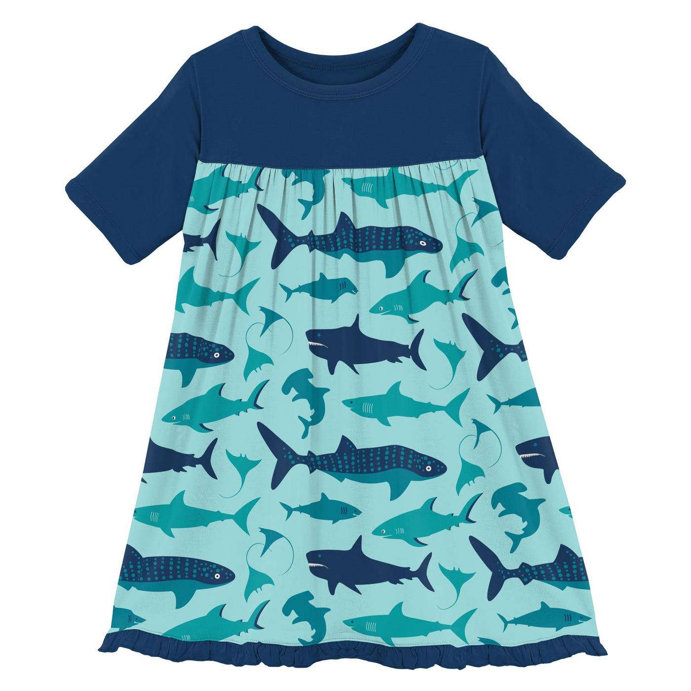 Kickee Pants Swing Dress: Summer Sky Shark Week