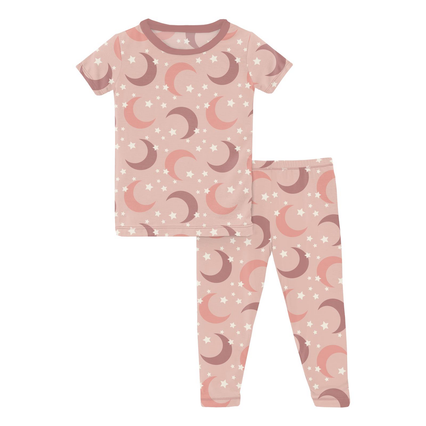 Kickee Pants Pajama Set: Peach Blossom Moon and Stars