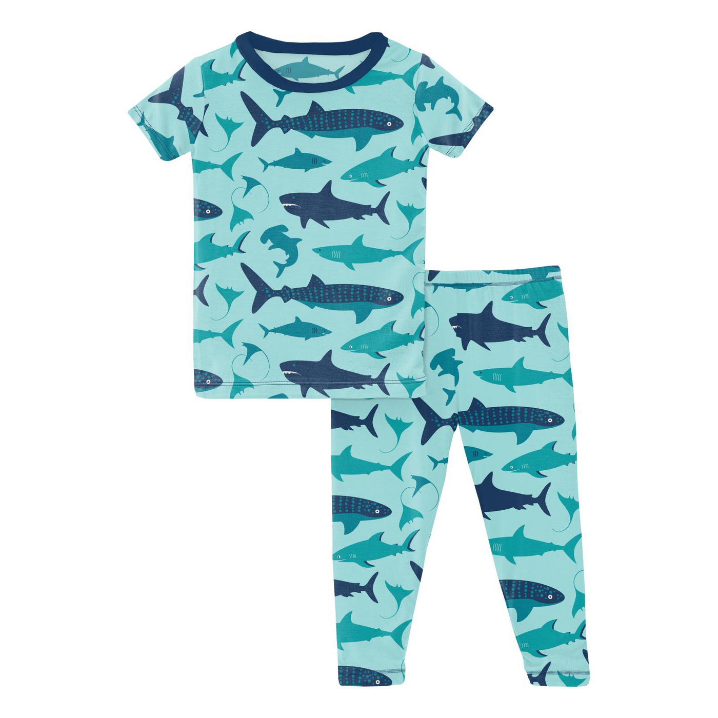 Kickee Pants Pajama Set: Summer Sky Shark Week