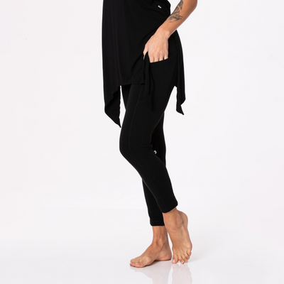 Kickee Pants Women's Luxe Stretch 7/8 Leggings with Pockets - Solid Midnight