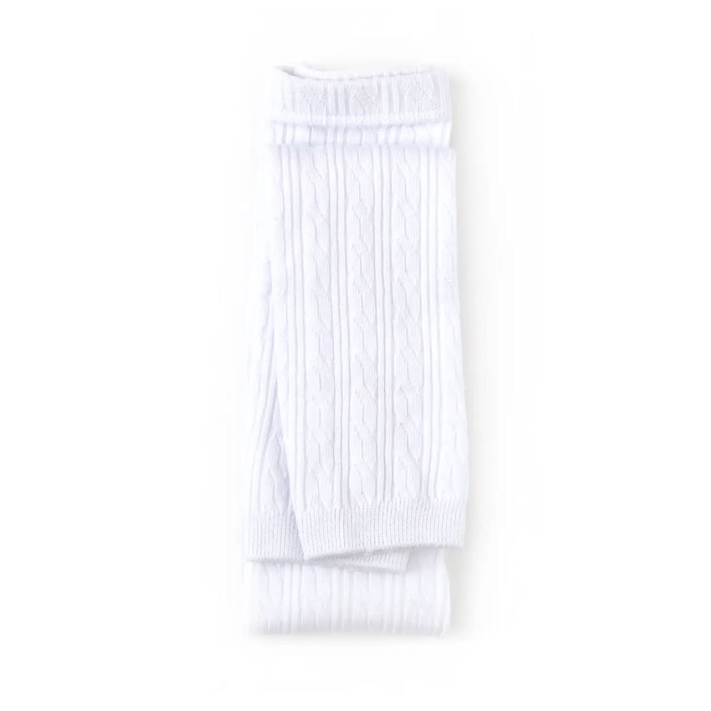 Little Stocking Co. Cable Knit Footless Tights: White