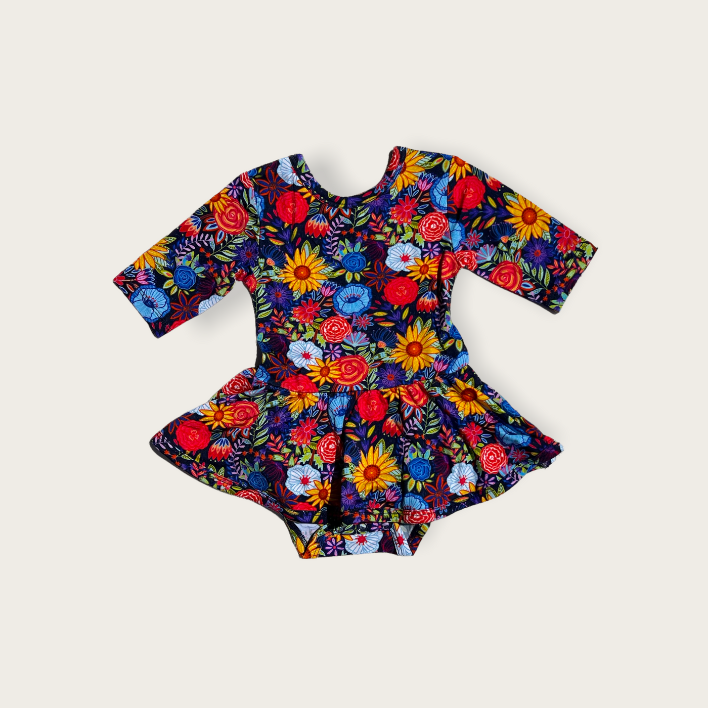 Muse Threads:  Funky Floral Short Sleeve Leotard Dress