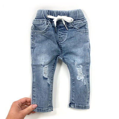Little Bipsy Jeans: Light Wash Distressed Denim