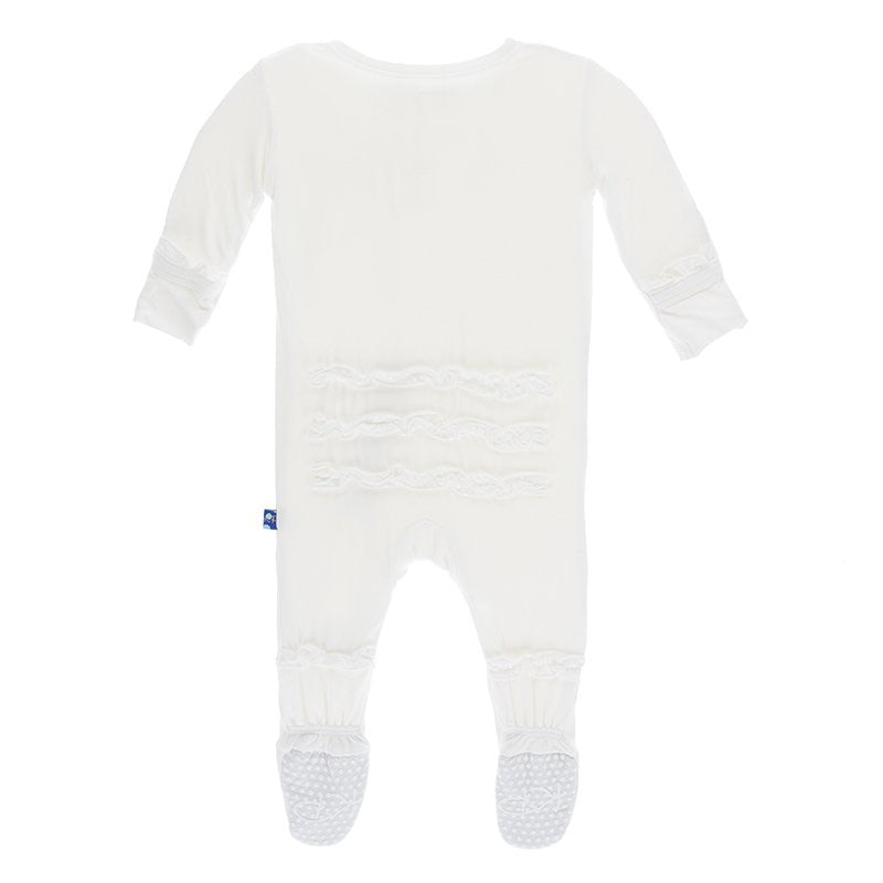 Kickee Pants Ruffle Footie with Snaps: Solid Natural