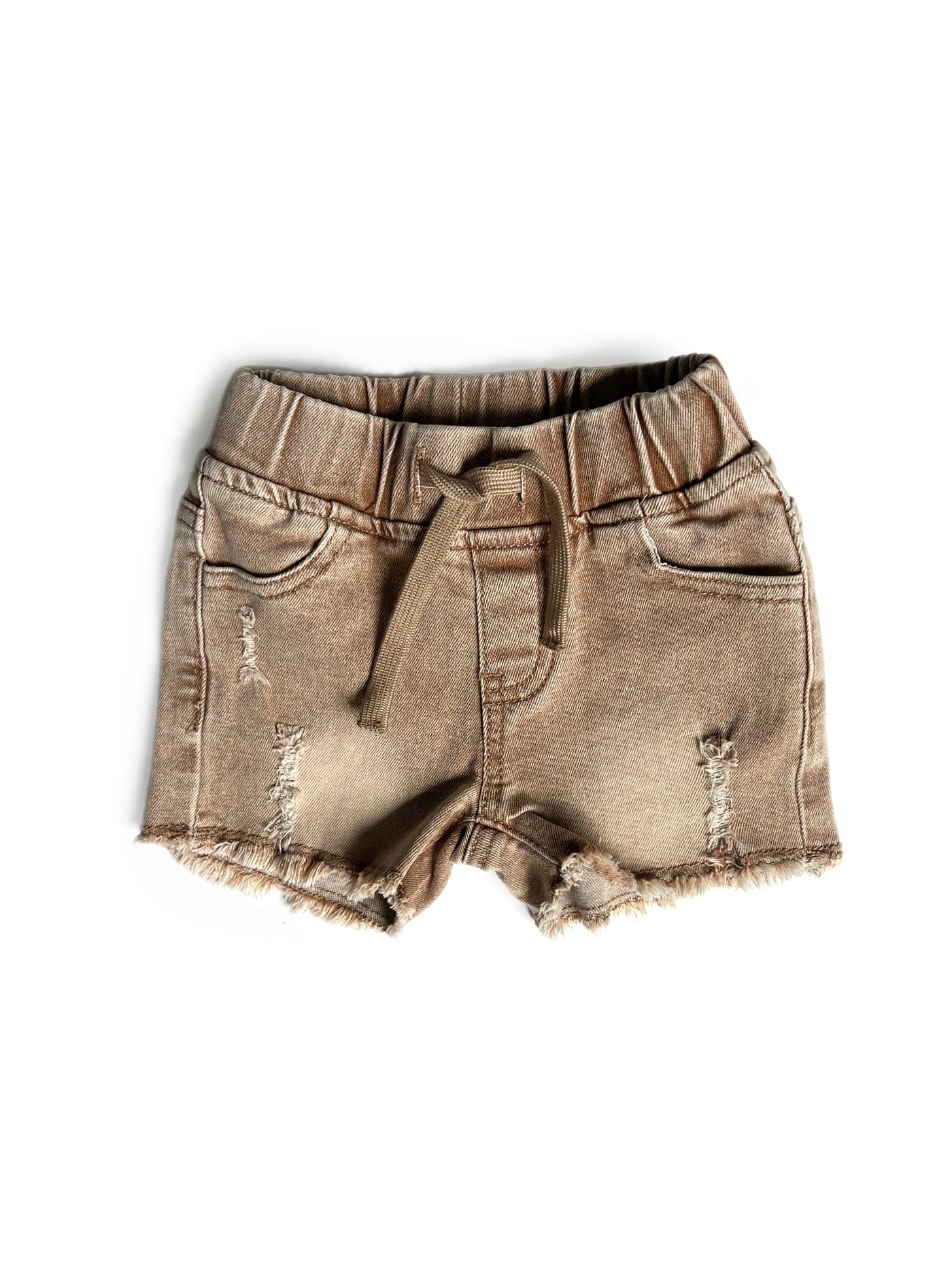 Little Bipsy Cut Off Denim Shorts: Camel Wash