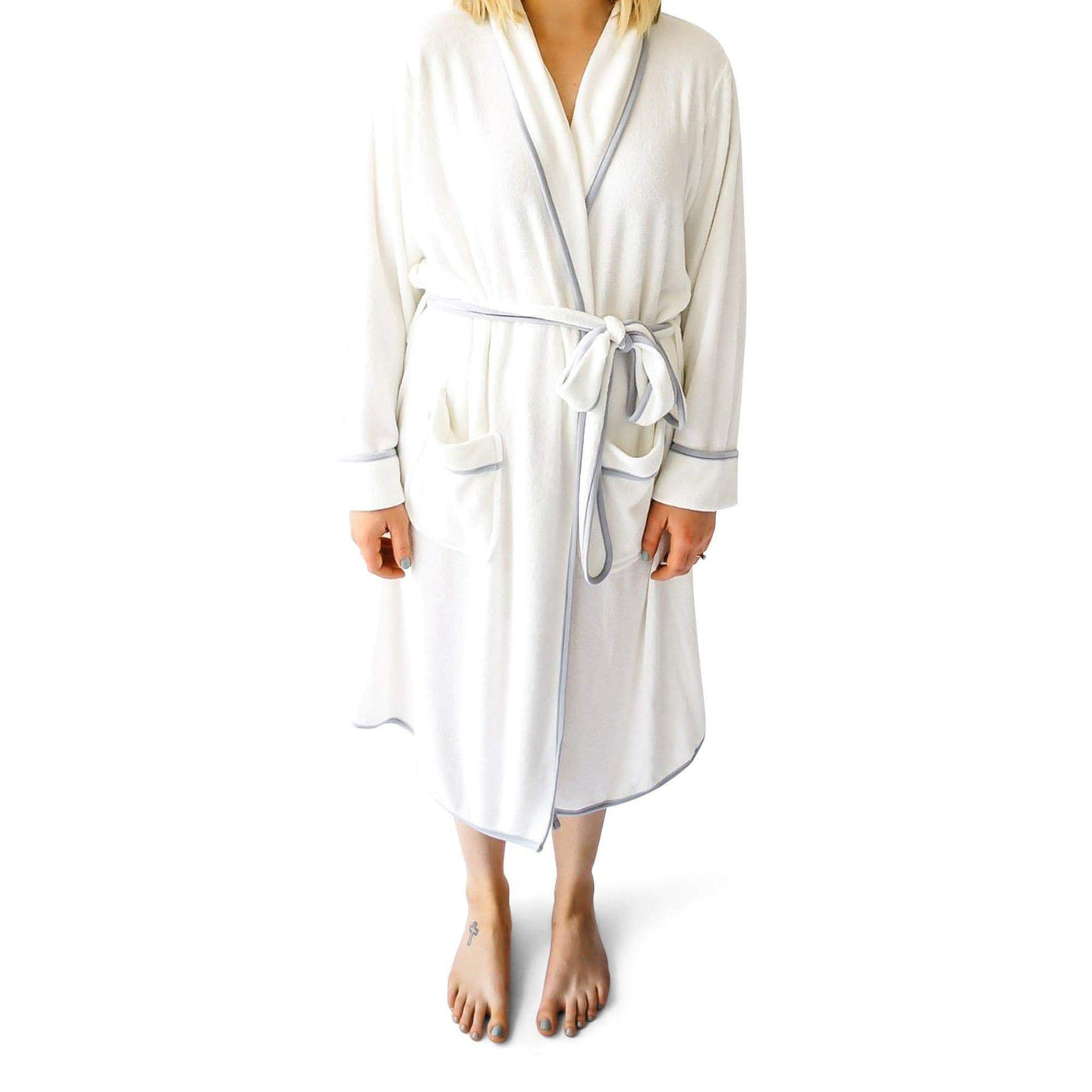 Kyte Baby Adult Bath Robe: Cloud with Storm Trim